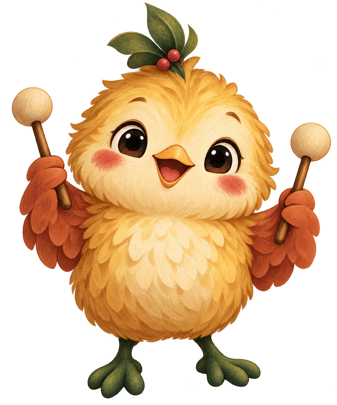 A friendly music buddy holding mallets